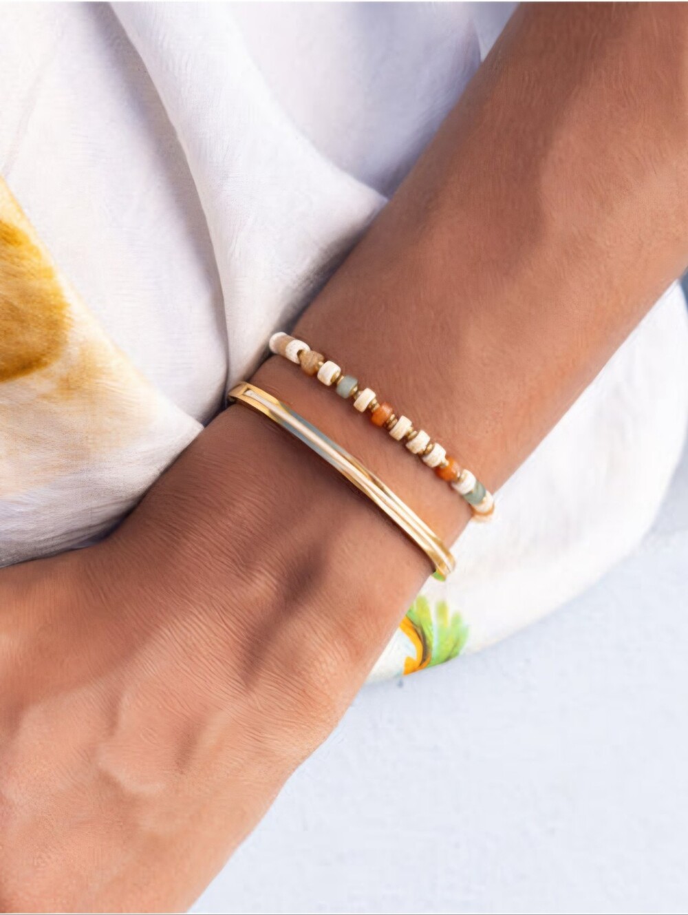 Elegant Pig & Hen Handcrafted Maya Lou Bracelet - Ivory/Gold - NWT